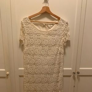 Anthropology white lace sheath dress